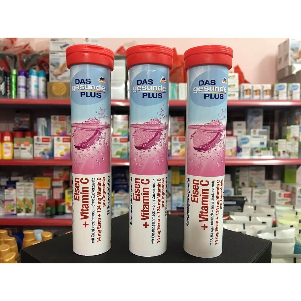 Viên sủi bổ sung Sắt Vitamin C Mivolis Eisen + Vitamin C ống 20 viên Nội Địa Đức