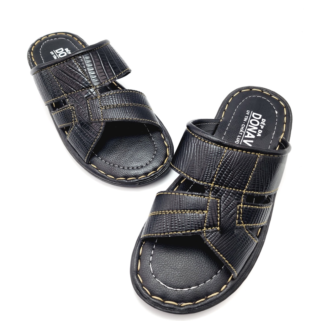 Dép 02 quai ngang nam da donavy cao cấp hàng công ty chất lượng D.2qog