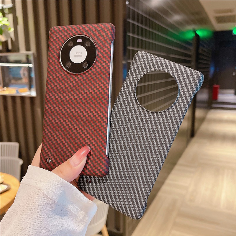 Ốp Điện Thoại PC Cứng Nhám Họa Tiết Sợi Carbon Không Viền Cho Huawei Mate 50 50E 40 40E 30 20 Pro RS Porsche