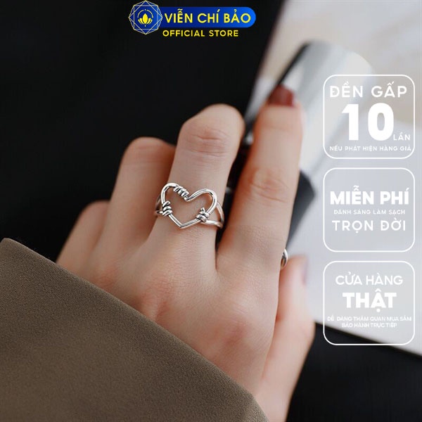 Nhẫn trái tim xoắn chất liệu bạc Thái 925 thời trang phụ kiện trang sức Viễn Chí Bảo N000593