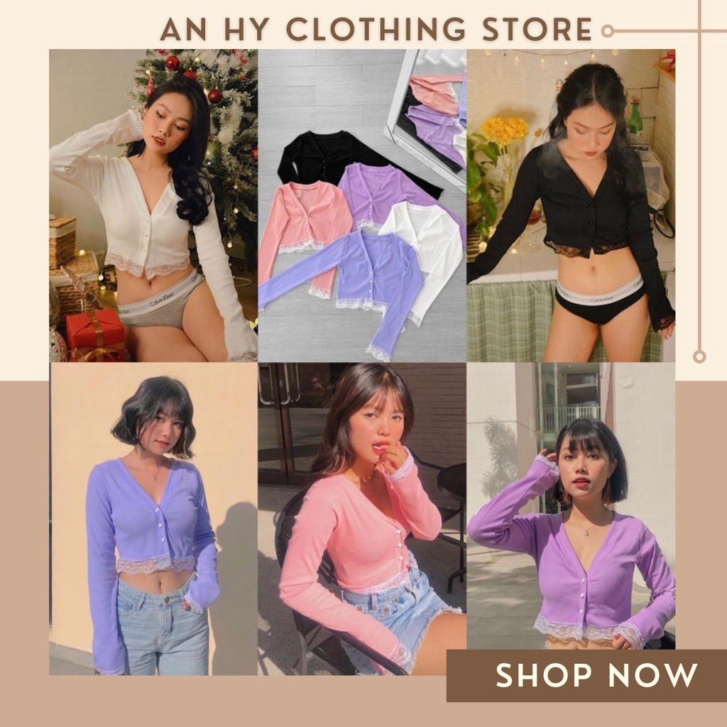 (có bán sỉ,ảnh thật,hoả tốc)🍉LACE_CROPTOP🥒(ÁO TAY DÀI VIỀN REN)
