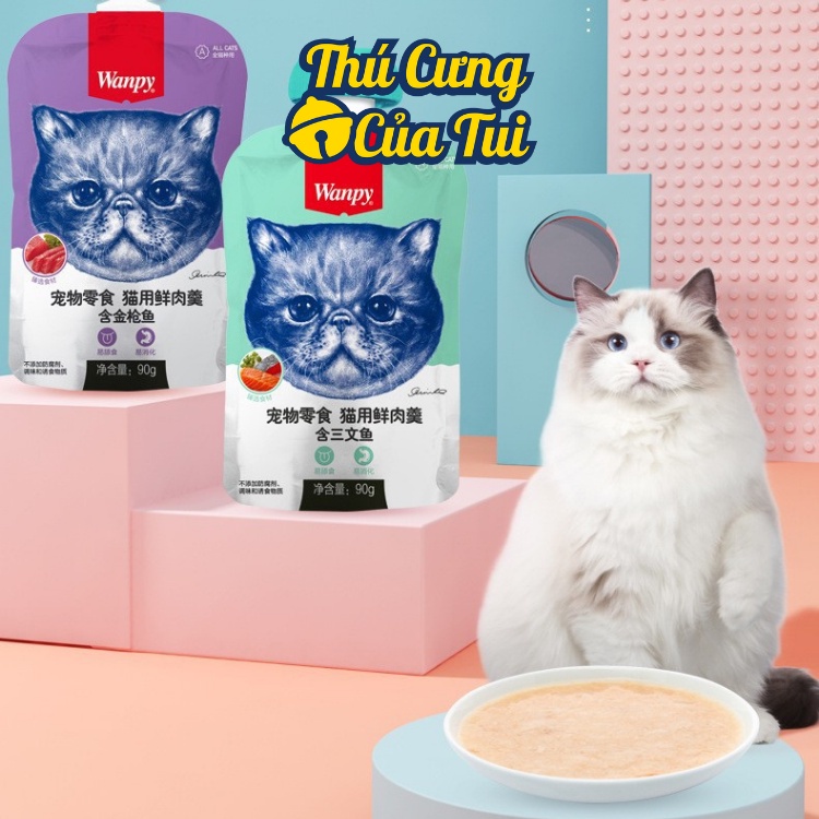 Súp thưởng WANPY nắp vặn 90g - Pate dạng soup cho mèo - Thú Cưng Của Tui