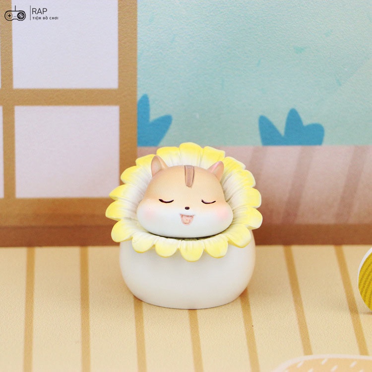 Set mô hình 4 bé MÈO FLOWER đội hoa biểu cảm dễ thương nhiều màu sắc chất liệu PVC làm quà tặng, mô hình tiểu cảnh-Ráp