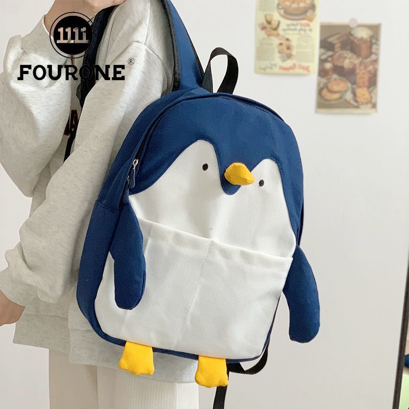 Balo Đi Học Mềm Mại Họa Tiết Chim Cánh Cụt Hoạt Hình Dễ Thương Thời Trang Xu Hướng Mới Cho Bé Gái