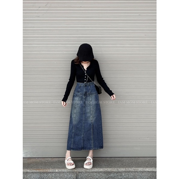 CHÂN VÁY JEANS 2 TÚI CƠI #906