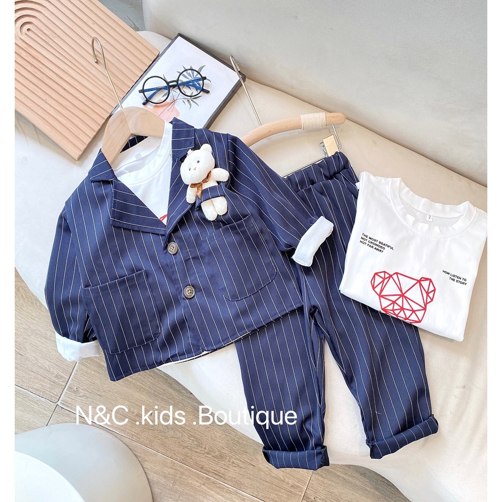 Bộ vest bé trai 3 món cho bé 1 - 4 tuổi