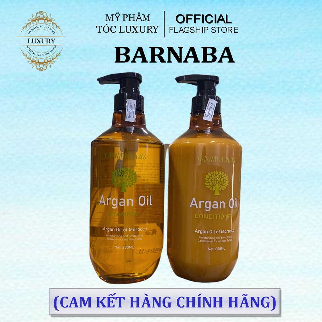 Cặp dầu gội xả ngăn rụng tóc phục hổi hư tổn BARNABA Argan Oil 800ml