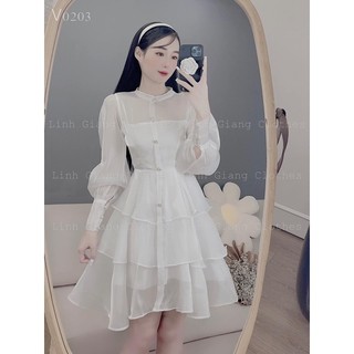 Váy trắng tiểu thư dài thu đông
