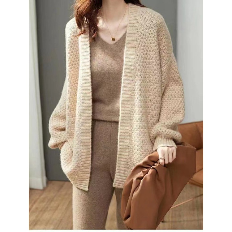 Áo Cardigan Màu Nude Nhẹ Nhàng Dễ Thương Khoác Nhẹ Thu Đông Freesize