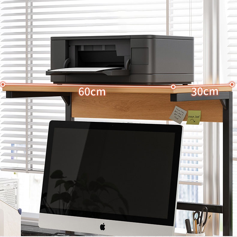 Kệ gỗ để màn hình máy tính, máy in 2 tầng chân sắt chắc chắn , mặt gỗ cao su cao cắp chất lượng, kích thước 60x30 cao 55