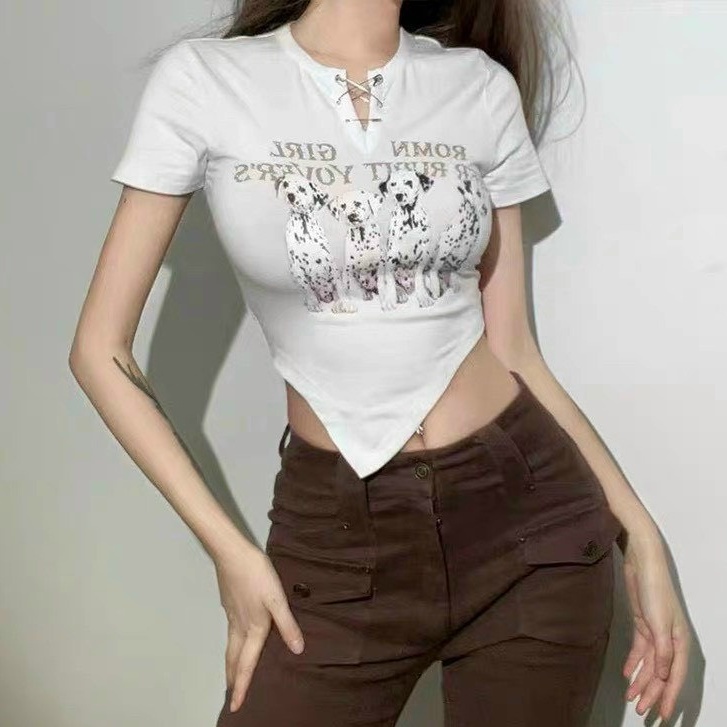 ÁO CROPTOP KIỂU THUN GÂN TAY NGẮN