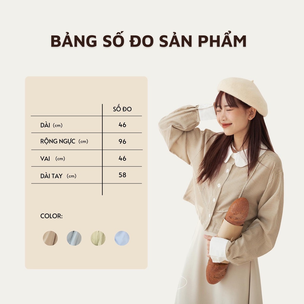 Áo sơ mi dáng lửng mix cổ chất thô mềm - Cropped Poppy - ufo.thebasic