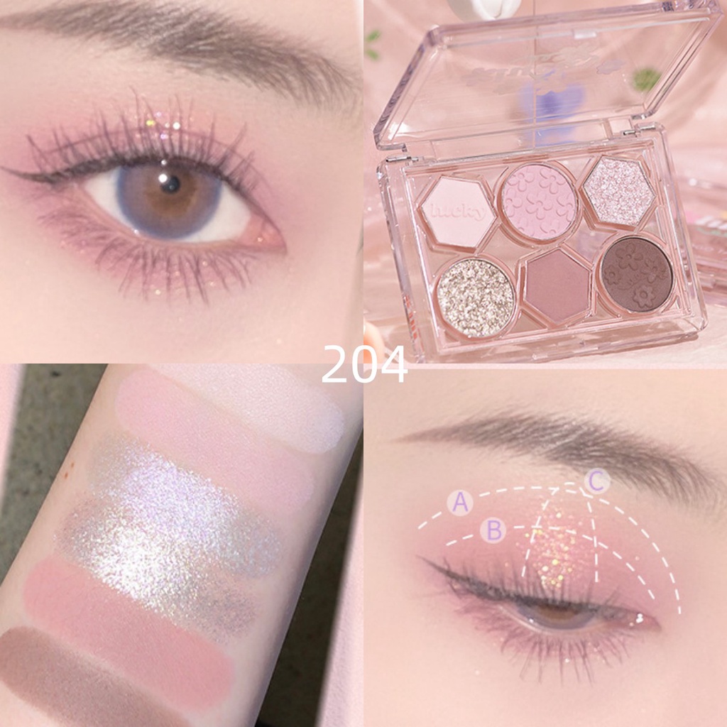 Bảng Phấn Mắt Gogotales 6 Màu Lì Lấp Lánh Trang Điểm Đa Năng