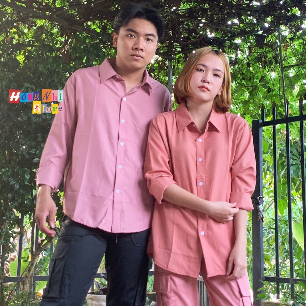 Sơ Mi Tay Dài Trơn Màu Mới Dáng Rộng Nam Nữ Ulzzang Unisex - MM