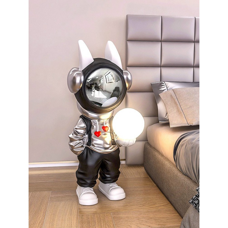 Mô hình BearBrick phi hành gia-tượng phi hàng gia kèm đèn đổi màu trang trí,đèn sạc,tích điện decor nhà cửa-quà tặng đẹp