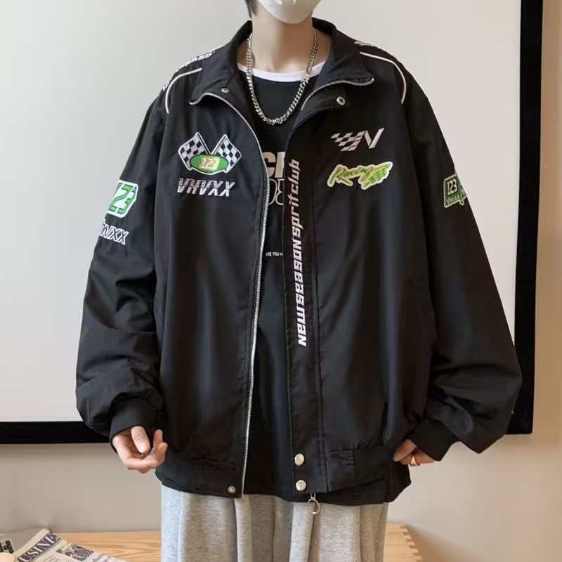 Áo Khoác nam Form Rộng Phong Cách Vintage Hàn Quốc Cho Cặp Đôi áo khoác bomber nữ áo khoác dây kéo áo varsity jacket nam