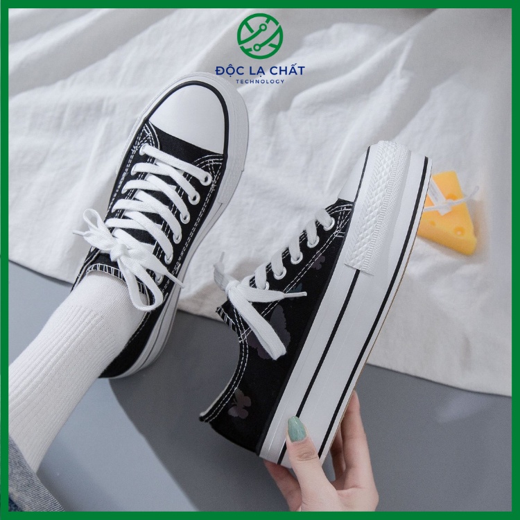 Giày Sneaker Nữ đế độn chất vải hình bướm phản quang cực ôm chân, dễ phối đồ 8278
