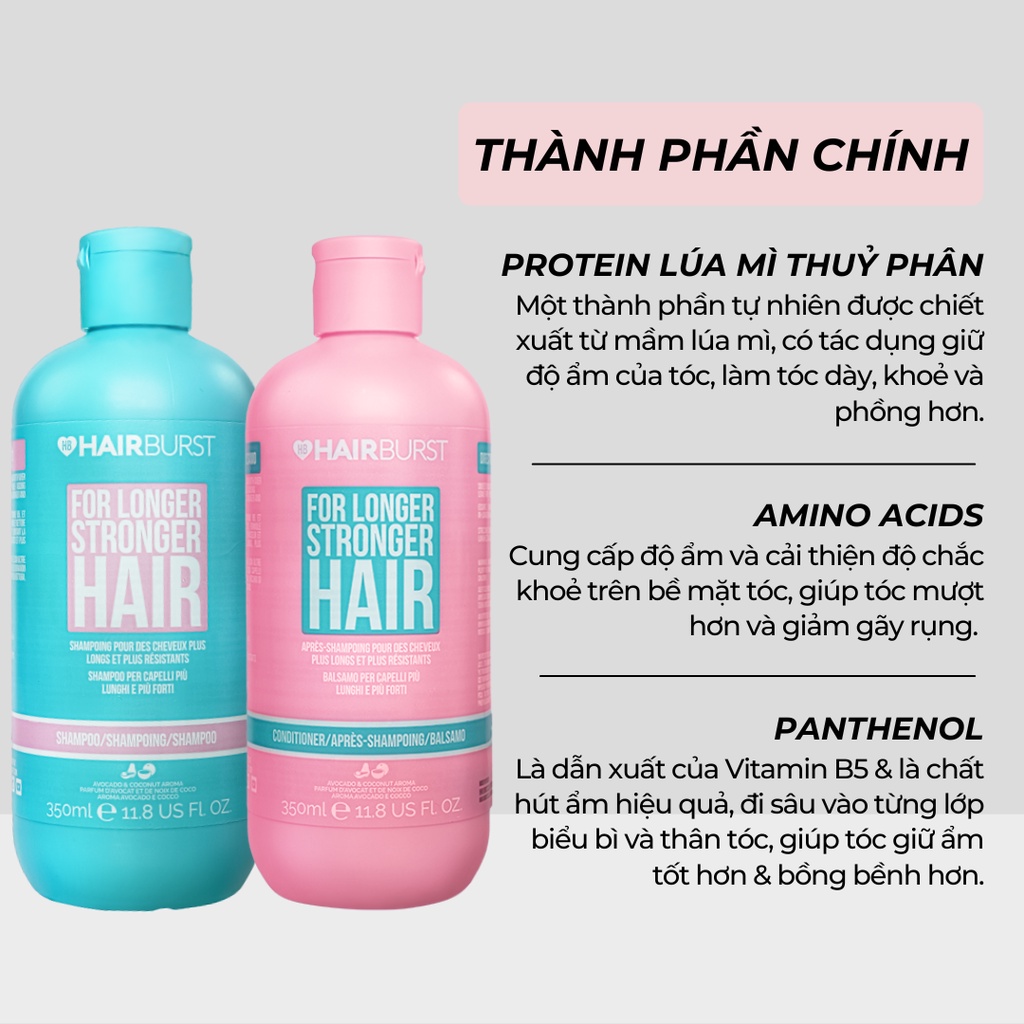 Combo 2 Set gội xả HAIRBURST kích thích tóc mọc dài hơn chắc khỏe hơn 350ml/chai