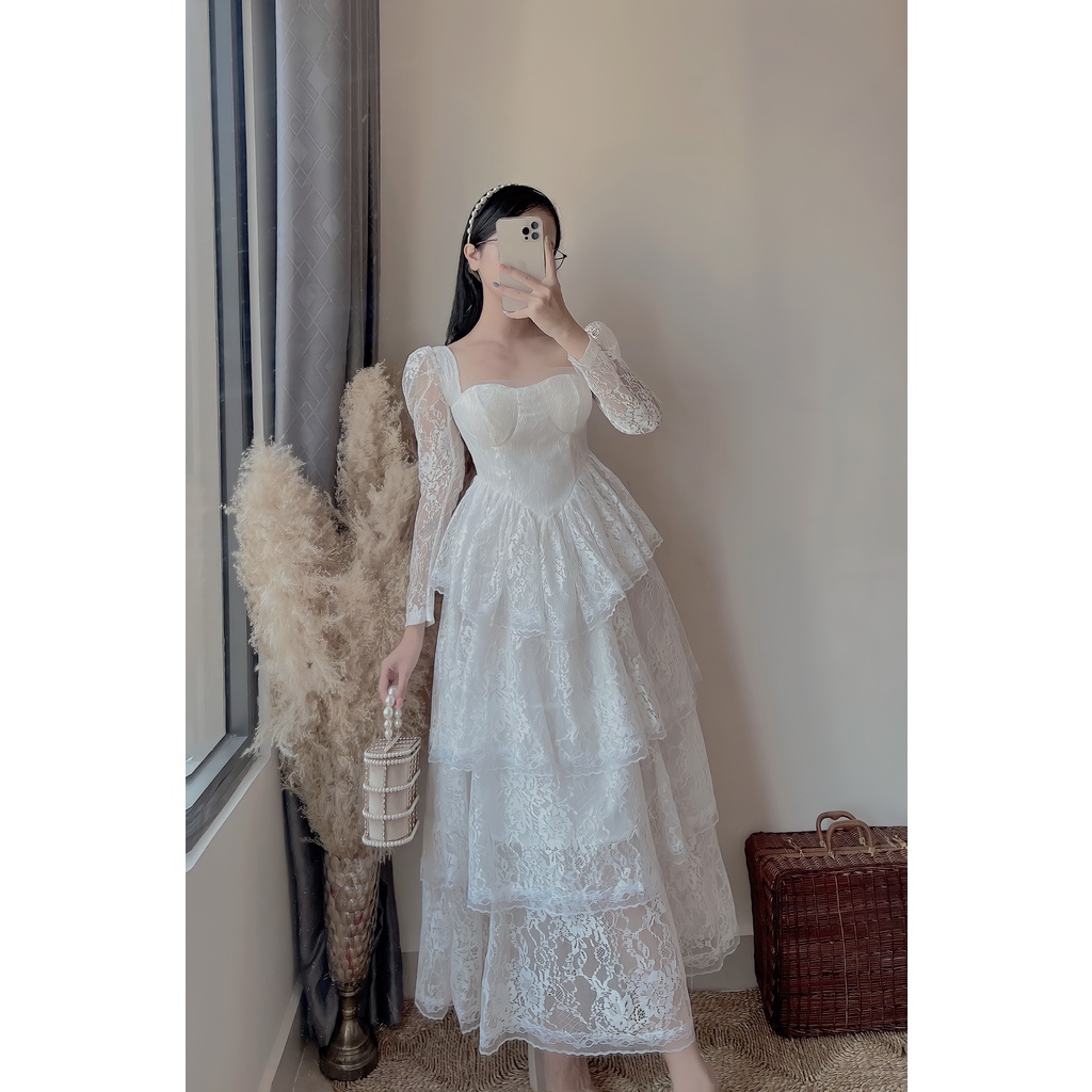 Váy cưới cô dâu , váy đẹp phối ren nhiều tâng N04