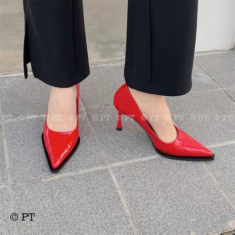 pt Giày Cao Gót 7p Viền Mũi Nhọn 7am Đế Dẻo Mềm Êm Fullbox Cao Cấp