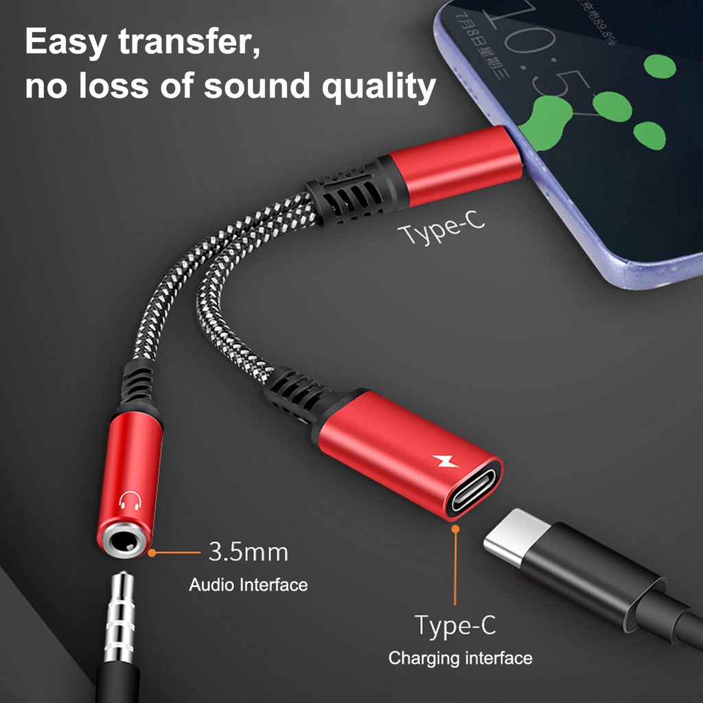 Cáp Chuyển Đổi Cổng Type C Sang Cổng Âm Thanh 3.5mm 2 Trong 1 Cho Samsung Xiaomi HUAWEI i