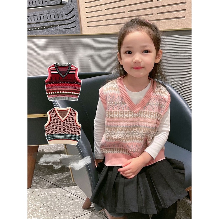 [Babycat] Hàng Có Sẵn Áo Len Sát Nách Phong Cách Hàn Quốc Nhật Bản Và Mùa Thu Hợp Thời Trang Cho Bé Gái