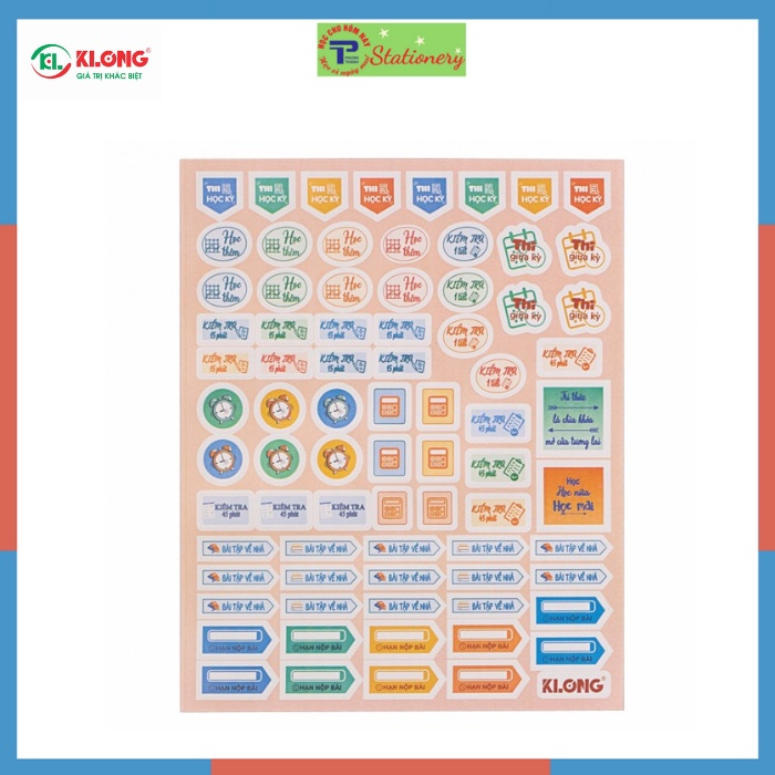 Bộ Study Sticker, nhãn dán học tập Klong tập 3 tờ; MS: 720