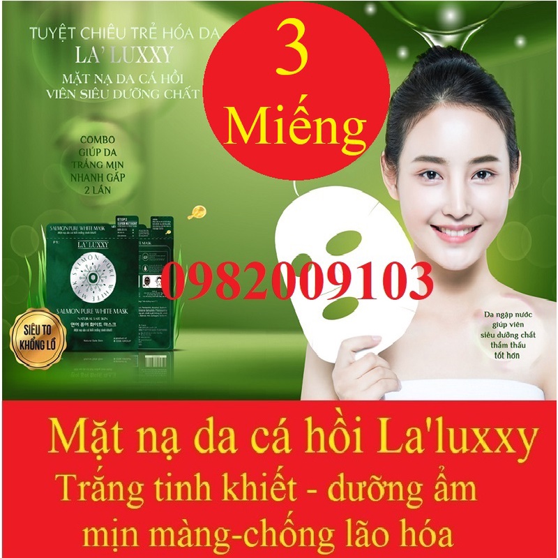 (Hộp 3 Miếng ) Mặt nạ da cá hồi Dr Lacir - Salmon Pure White Mask DrLacir La'Luxxy