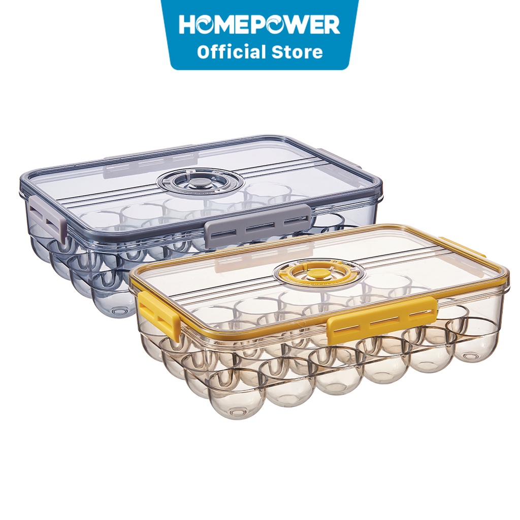 Hộp bảo quản trứng tủ lạnh cao cấp Homepower có vòng ghi chú thời gian bảo quản tiện lợi