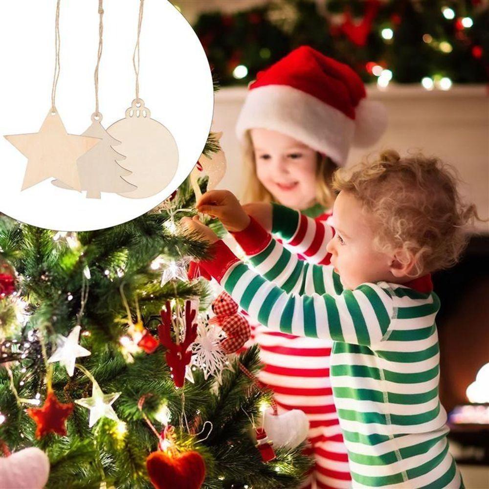 10 Miếng Gỗ Chưa Hoàn Thành Dùng Trang Trí Cây Thông Giáng Sinh