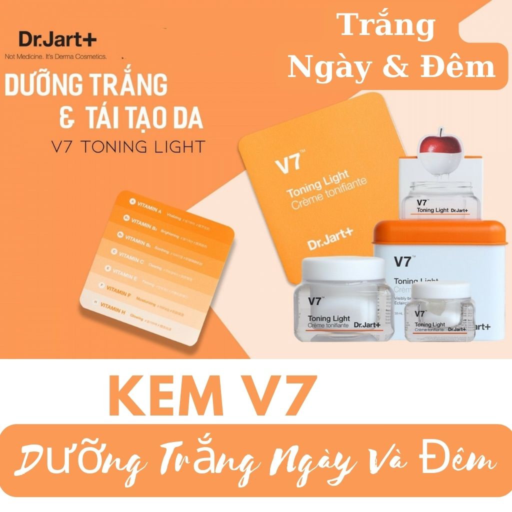 Kem Dưỡng Da Mặt Dưỡng Ẩm Dưỡng Trắng Ngày Đêm V7 Toning Light Dr.Jart +