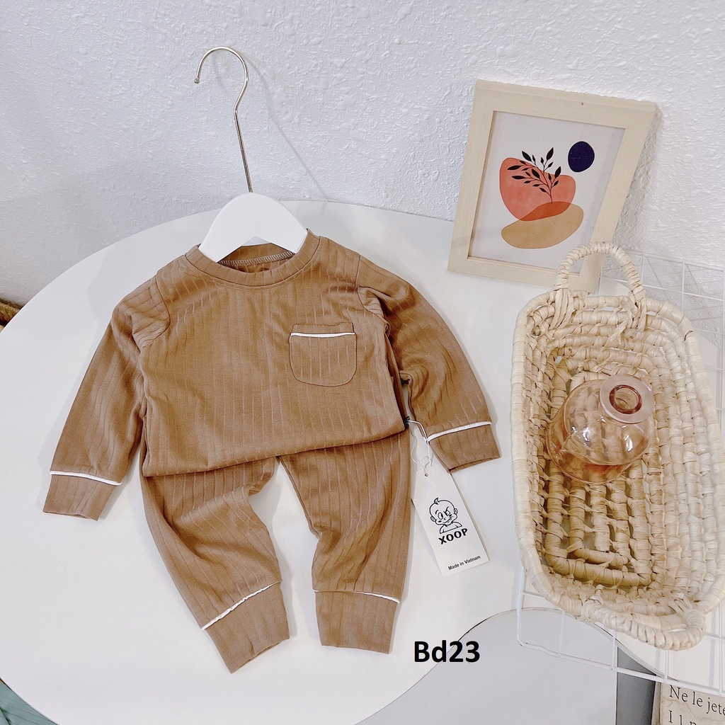 Sale !!! Bộ dài tay chất gân đũa xoop   áo có túi cho bé BD23  shop yến shop kidss