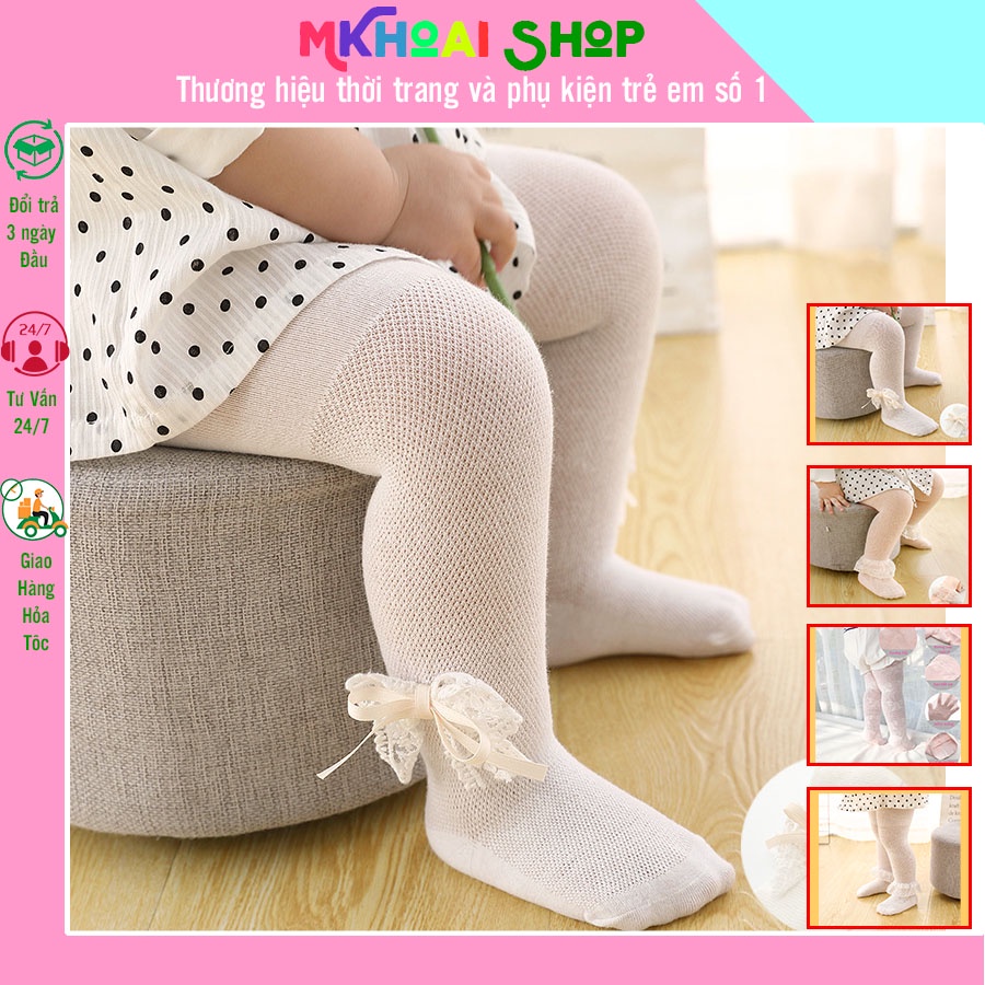 Quần tất lưới cổ bèo cotton thoáng khí cho bé gái