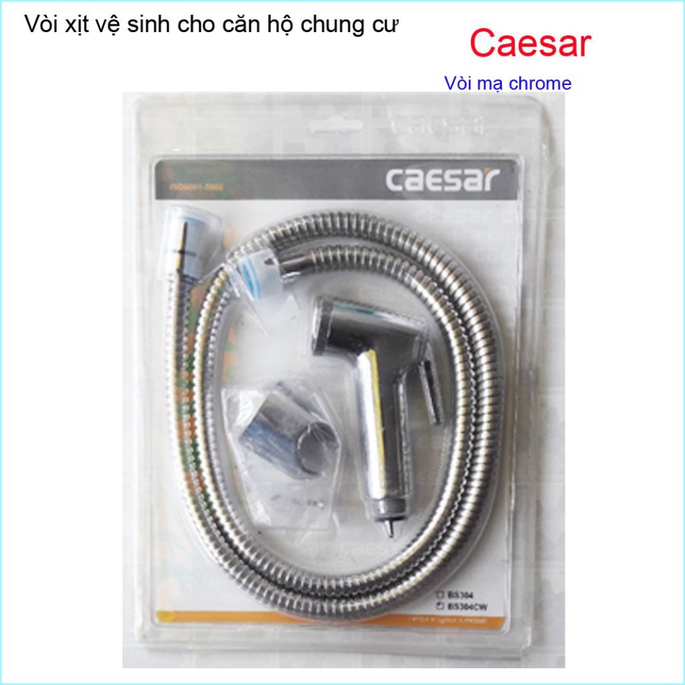 Vòi xịt vệ sinh Caesar KAG-BS304CW màu inox giữ nước và vòi rửa chiu áp lực mạnh chung cư nhà cao tầ