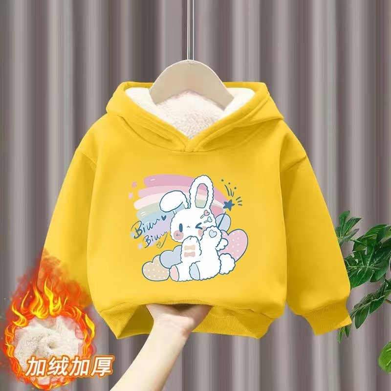 Áo Hoodie Dài Tay Lót Lông Cừu Thời Trang Mùa Thu Cho Bé Gái