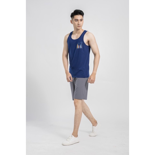 Áo ba lỗ KWIN nam tanktop tập gym 4 màu phối họa tiết biển trẻ trung thấm hút mồ hôi tốt KTT007S1