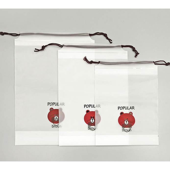 Túi Dây Rút Hình Gấu Nâu Chống Nước Đựng Đồ Dùng