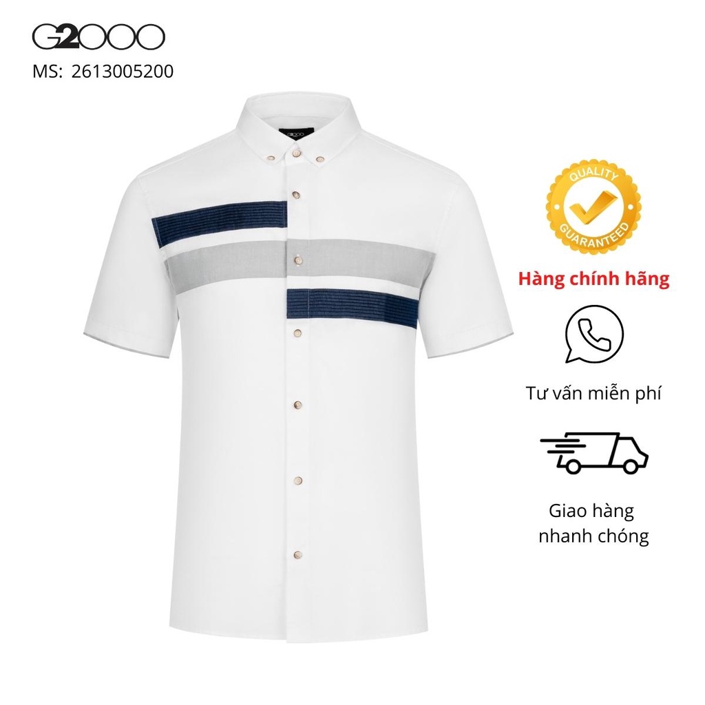 Áo Sơ Mi Nam G2000 (26130052-00/78 ) Tay Ngắn 2 Màu Trắng - Xanh