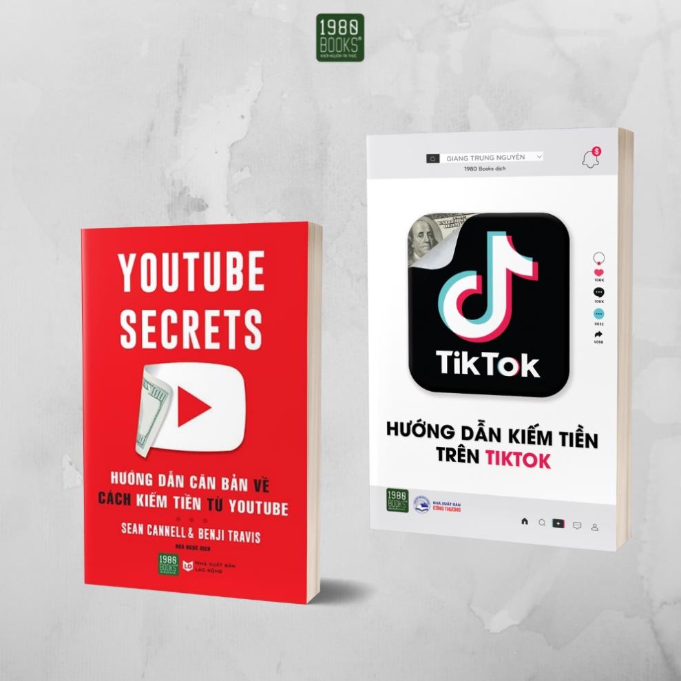 Sách Combo 2 cuốn Hướng dẫn kiếm tiền trên Tiktok + Hướng Dẫn Căn Bản Cách Kiếm Tiền Từ Youtube - 1980Books - BẢN QUYỀN