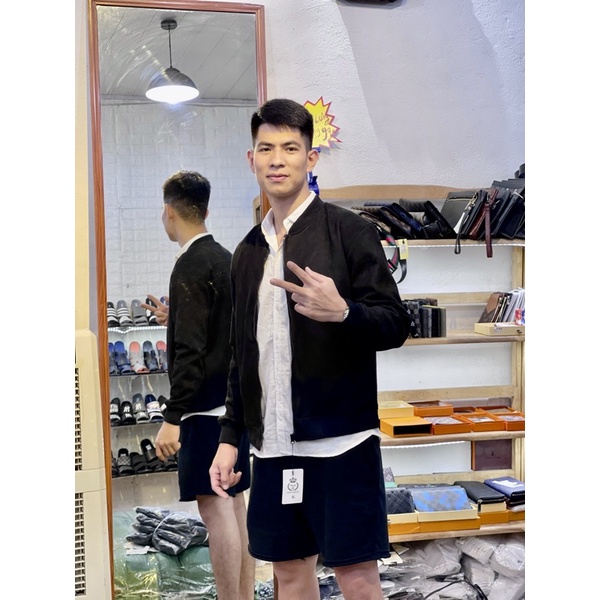 Áo khoác bomber da lộn nam
