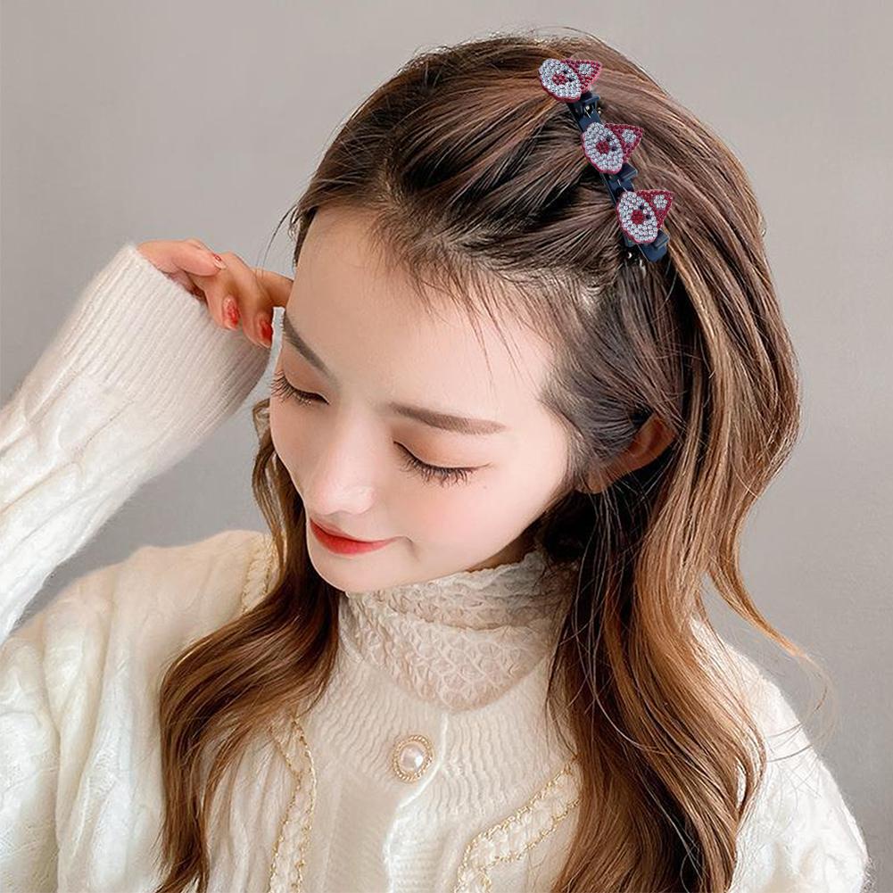 Kẹp Tóc Bện Đính Đá Lấp Lánh Trang Trí Cây Thông Giáng Sinh Y2M2