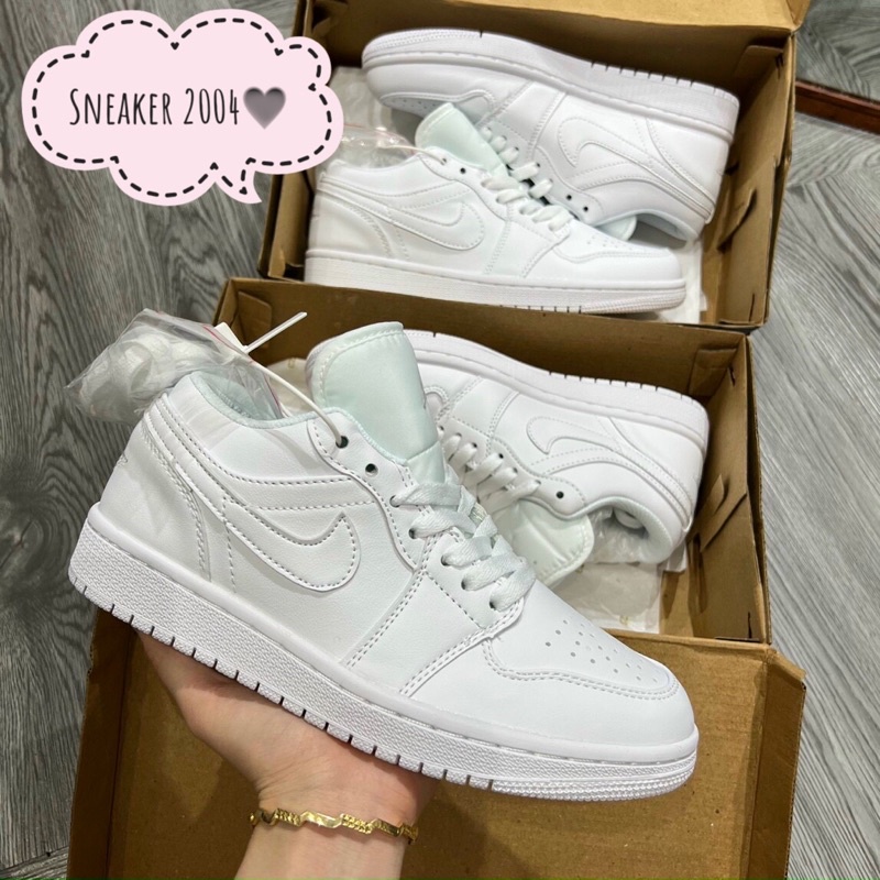 Giày Nike Air Jordan Trắng Cổ Thấp, Giày Sneaker JD1 Low Full White Nam Nữ Thể Thao Cao Cấp Full Box Bill