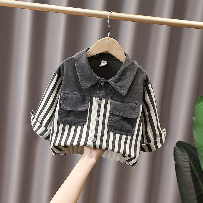 Áo Khoác Kẻ Sọc Phong Cách Hàn Quốc Cho Bé Trai