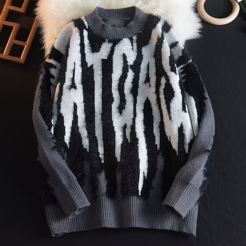 ✦ AFFLIGE ✦Áo Sweater Cổ Tròn Dáng Rộng Thoải Mái Thời Trang Cho Nam