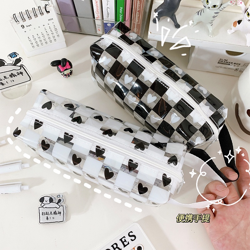 Túi Đựng Bút Trong Suốt Chống Thấm Nước In Họa Tiết Dễ Thương Tiện Dụng Cho Học Sinh