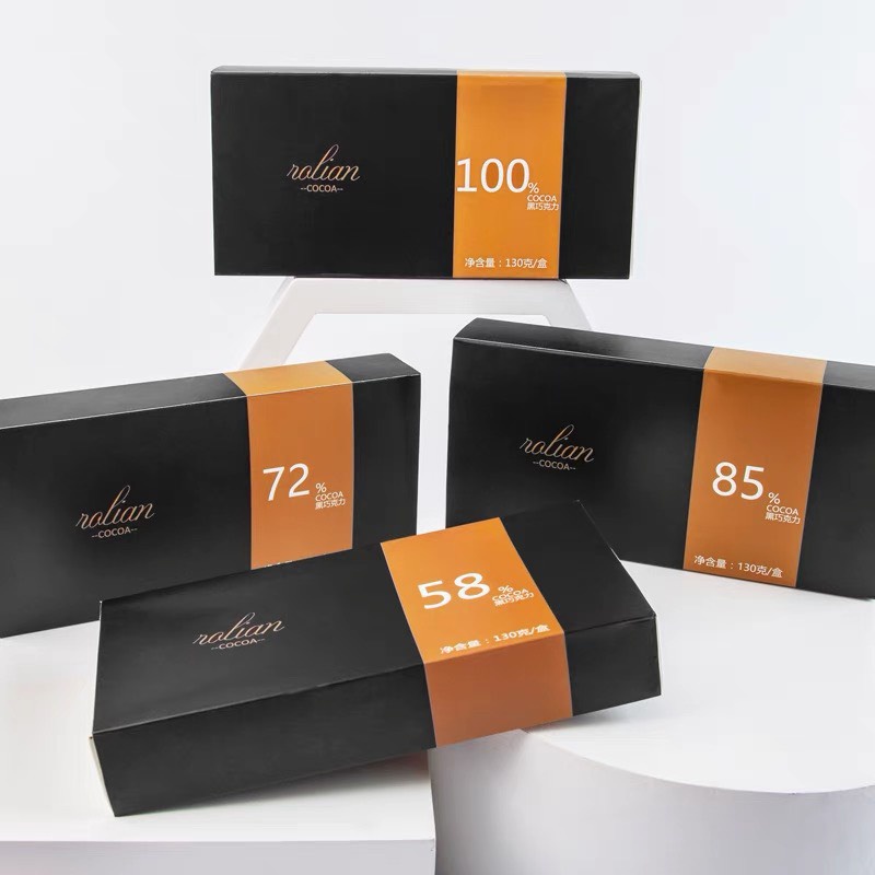 Socola đen nguyên chất không đường 100% 85% 58% - Socola Rolian hộp 130g