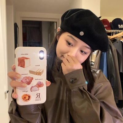 Mũ Beret Len Phối Nút Kim Loại Cao Cấp Thời Trang Mùa Thu Đông Theo Phong Cách Hàn Quốc Cho Nữ