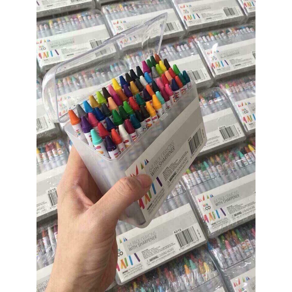 Hộp Bút Màu Sáp 64 Cây Crayon Hộp Nhựa, Cây màu sáp thơm cho bé, đủ mọi màu sắc kích thích tư duy nghệ thuật cho trẻ