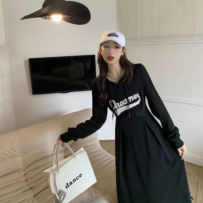 Đầm Thun Đen Dáng Chữ A Có Mũ Trùm Kiểu Hàn Quốc Thời Trang 2022 Cho Bạn Gái