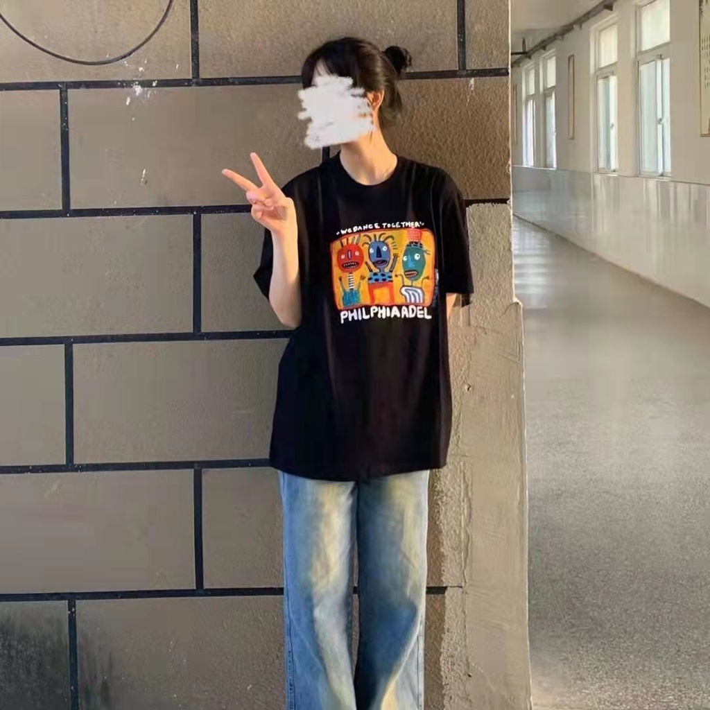 NRVP Áo Thun Unisex Mùa Hè Dáng Suông Tay Cộc Phong Cách Hàn Quốc Cho Nam Nữ